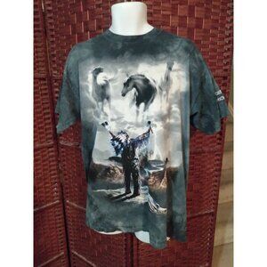 Vintage Y2K The Mountain Tie Dye T Shirt Native American Horses Warrior Large